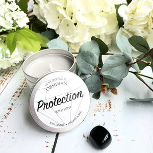 Protection Candle - Obsidian Crystal Soy Candle