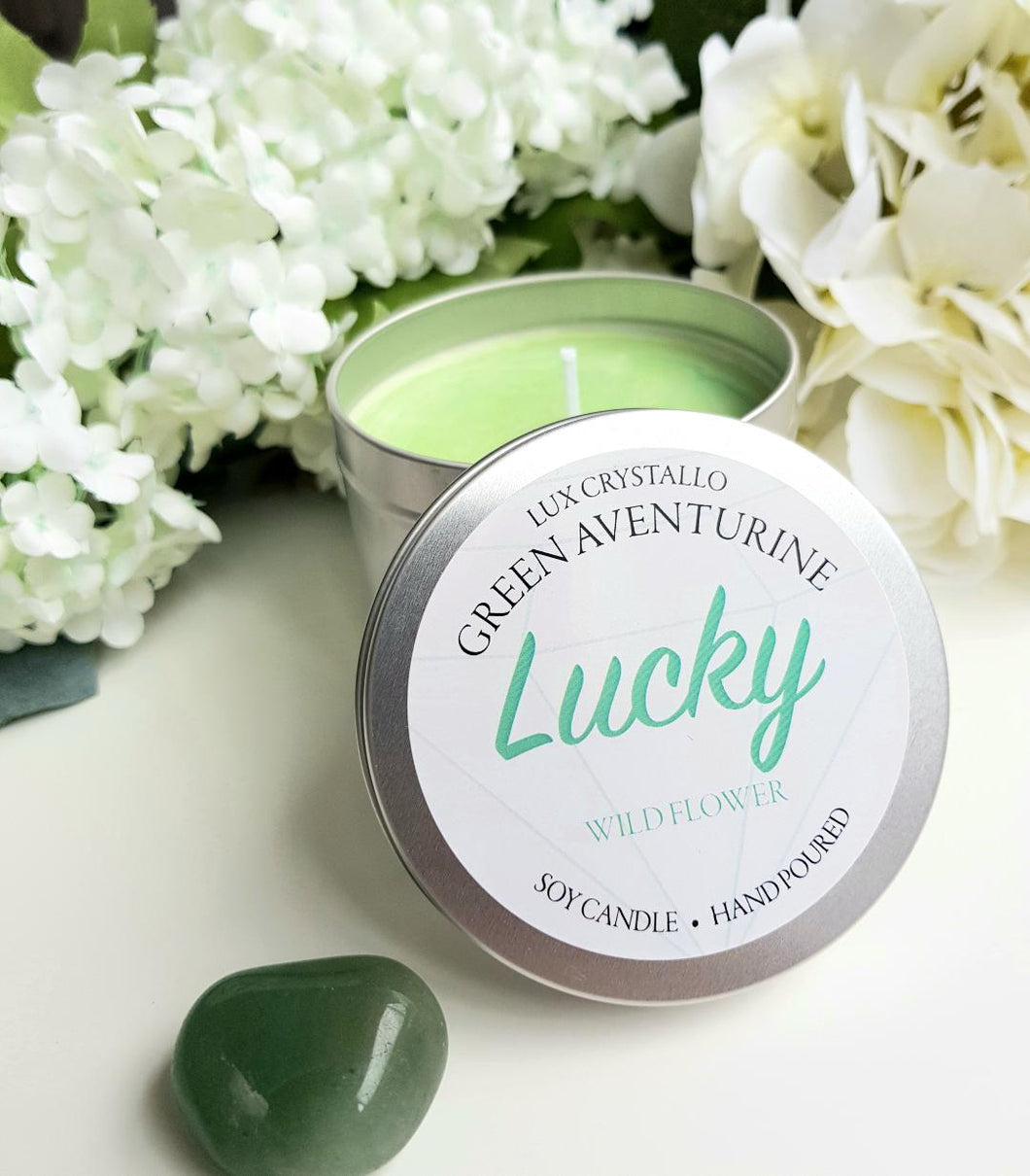 Luck - Green Aventurine Crystal Soy Candle